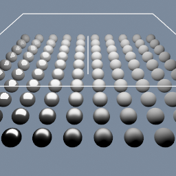 PBR spheres (roughness / metallic gradient)